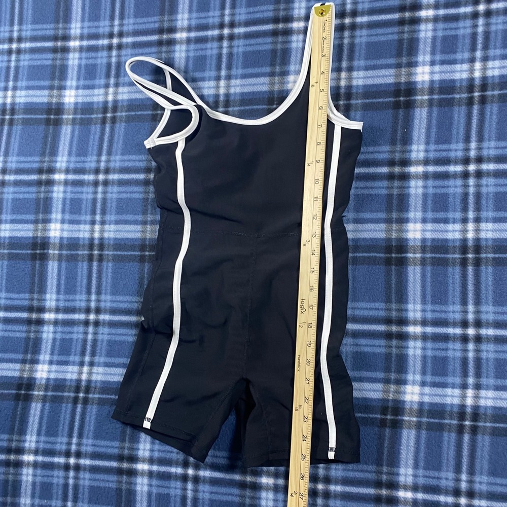 Wilo Melbourne Australia Ribbed Activewear Romper Black White XS Side Stripe - Picture 4 of 6